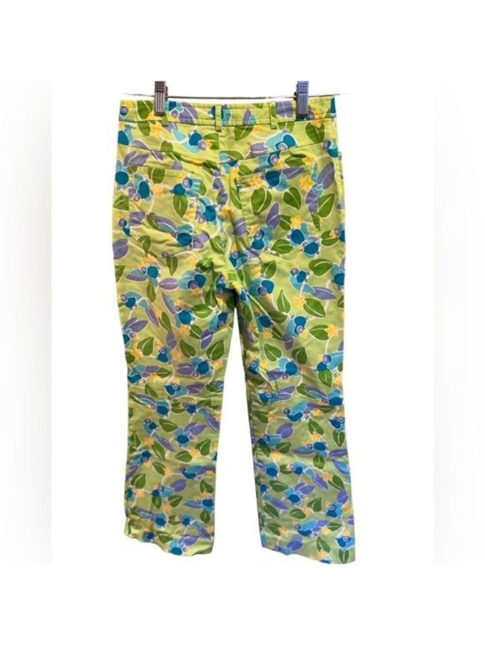 Lilly Pulitzer white label vintage pants size 2 Lime green with floral and birds - Picture 2 of 13